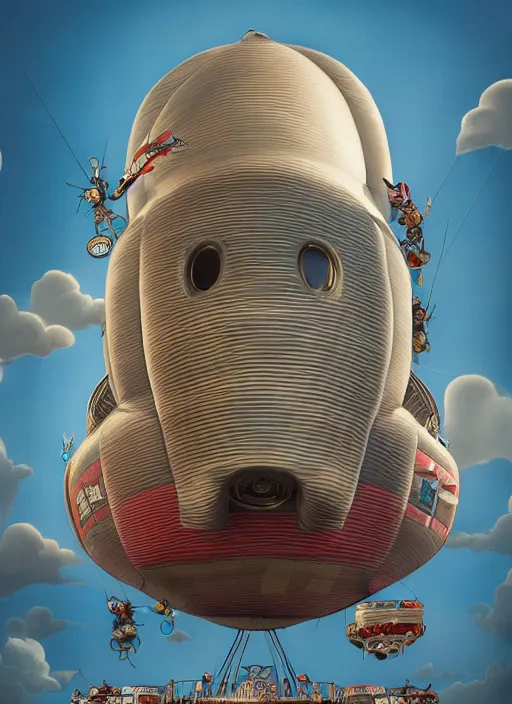 Image similar to wide - angle portrait of tin toy airship parade, depth of field, zeiss lens, detailed, symmetrical, centered, fashion photoshoot, by nicoletta ceccoli, mark ryden, lostfish, earl nore, hyung tae, frank frazetta, breathtaking, 8 k resolution, extremely detailed, beautiful, establishing shot, artistic, hyperrealistic, octane render