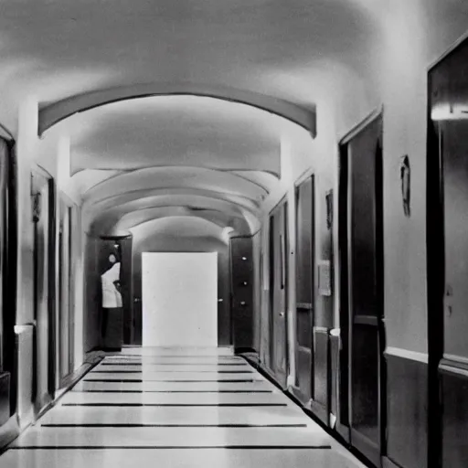 Prompt: stanley kubrick hallway, 1 9 6 0 s, 4 k