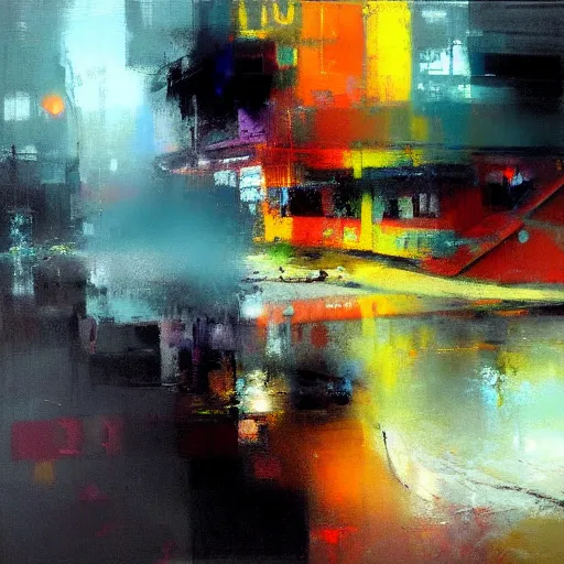 Image similar to abstract painting of a brightly coloured by jeremy mann