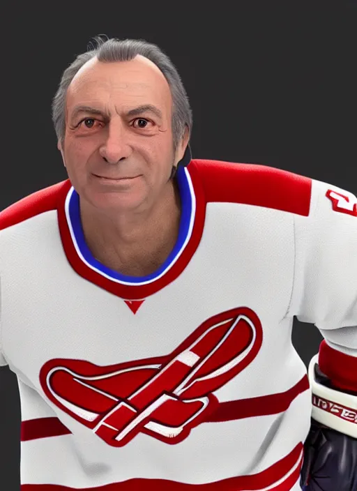 Image similar to Guy Lafleur as a video game character, digital art, unreal engine, unreal engine render, blender render, render, 4k, coherent