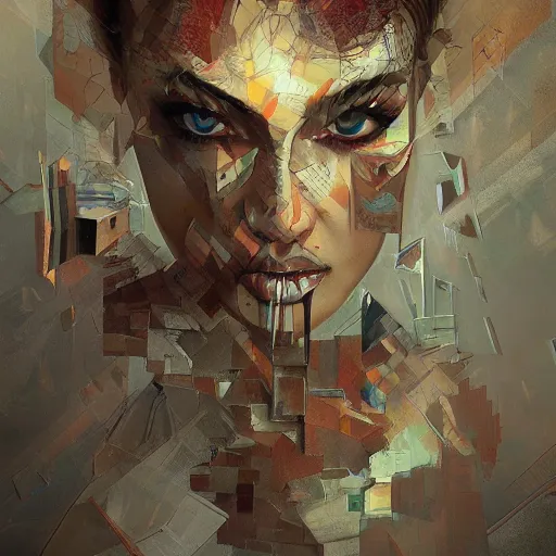 Prompt: the brittle. digital painting, vertical, intricate, beautiful, detailed, grunge, sharp focus, abstract art by kuvshino and el lissitzky and artgerm and kandinsky, trending on artstation