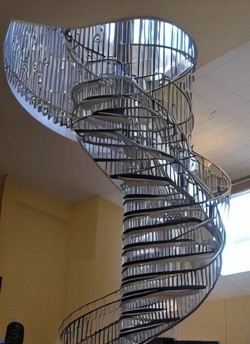 Prompt: a spiral dna staircase