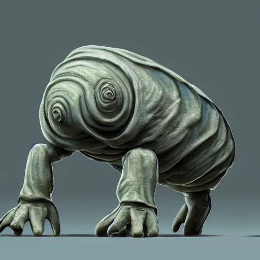 Image similar to a tardigrade in a dynamic pose. character design. gesture drawing. line of action. official art, unreal engine 5, unreal engine. tetsuya nomura. medium shot. ray tracing hdr. 8 k. uhd. sharp focus. highly detailed. masterpiece. anime render. cinematic lighting. lifelike. symmetrical. beautiful.