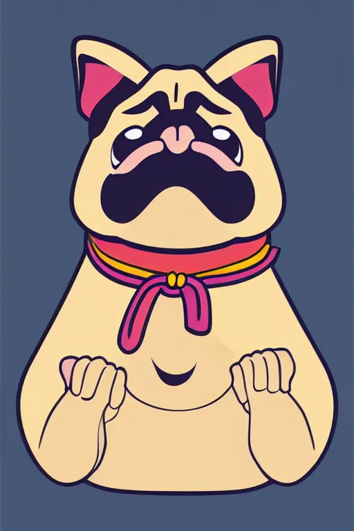 Image similar to Pug that is a sumo wrestler, sticker, colorful, illustration, highly detailed, simple, smooth and clean vector curves, no jagged lines, vector art, smooth