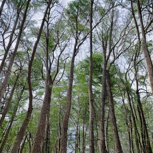 Image similar to a forest of trees made out of stone