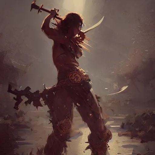 Prompt: Vine warrior, holding an axe, by Greg Rutkowski, digital art, trending on artstation