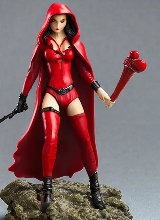 Prompt: Image on the store website, eBay, 80mm Resin figure model of a woman as little red hood.