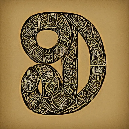 Image similar to calligraphic dwarven alphabet, very accurately written on a pure craft paper