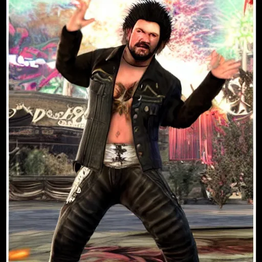 Image similar to bam margera, as a character in tekken