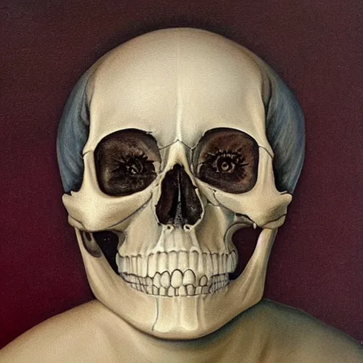 Prompt: detailed painting of someone’s face decaying into a skull