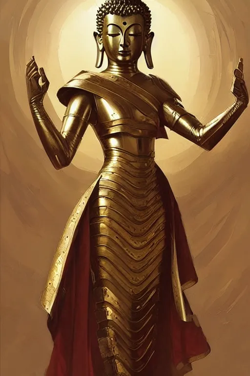 Image similar to buddhism, armor, painting by greg rutkowski, j. c. leyendecker, artgerm