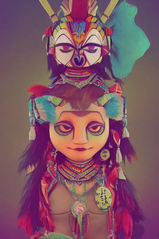 Image similar to Hopi kachina doll, cinematic lighting, soft bokeh, fantasy, modern, colourful, highly detailed, digital painting, artstation, deviantart, concept art, sharp focus, illustration, by alphonse mucha