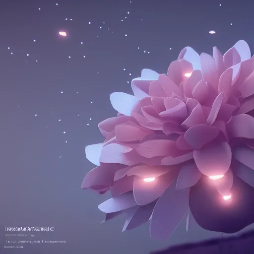 Image similar to Luminescent flower blooming at twilight, cgsociety, r /art, trending on artstation, artstationHD, octane render, highly detailed, cel-shaded