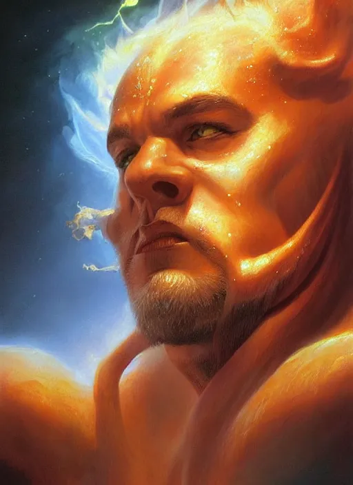 Prompt: a epic portrait of the god of light, art by boris vallejo and greg danton and denys tsiperko, detailed, hyperrealism, artstation