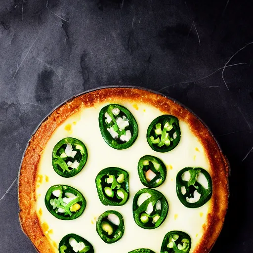 Image similar to a jalapeno cheesecake, 8k HD food photography,