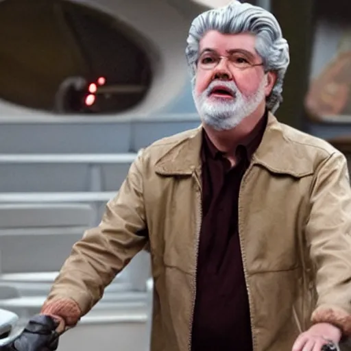 Prompt: george lucas stars in i ’ ve got a very bad feeling about this disney plus hq production still movie quality