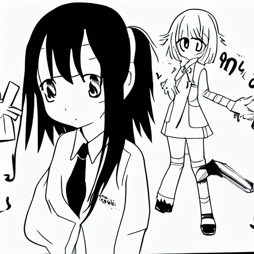 Prompt: Tomoko Kuroki from the Watamote manga 4k 2d drawing