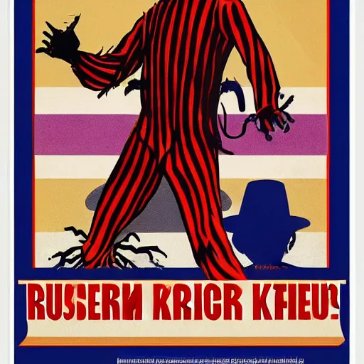 Image similar to Freddy Krueger Russian propaganda poster