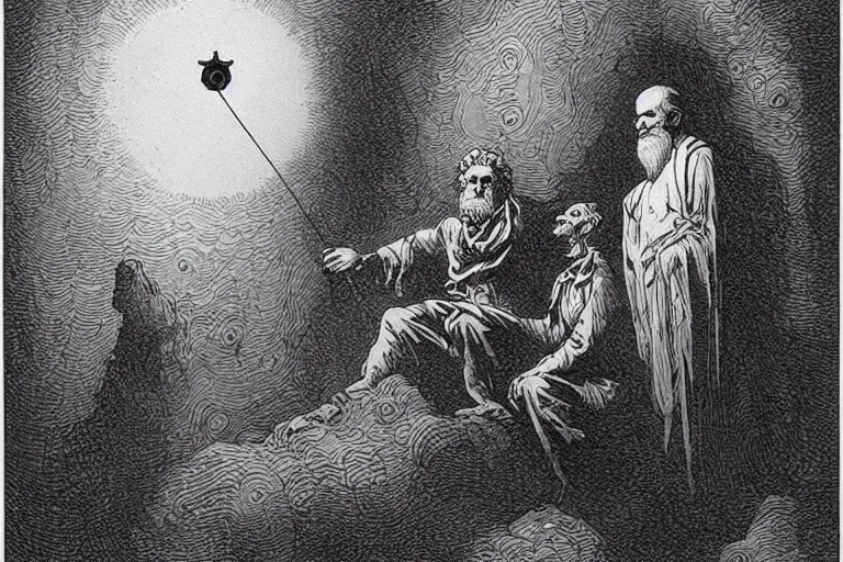 Image similar to father of time by gustave dore by mike mignola