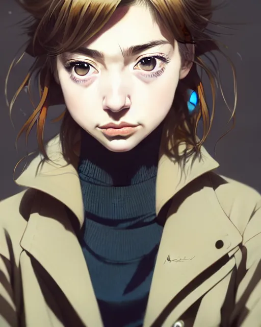 Image similar to portrait Anime Imogen Poots, skins, cute-fine-face, pretty face, realistically shaded, Perfect face, fine details. Anime. skins, realistic shaded lighting by Ilya Kuvshinov, katsuhiro otomo, ghost-in-the-shell, magali villeneuve, artgerm, rutkowski, WLOP Jeremy Lipkin, Giuseppe Dangelico Pino, Michael Garmash, Rob Rey