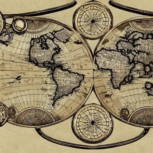 Prompt: ancient fantasy world map, antique intricate design, filigree finish, highly detailed