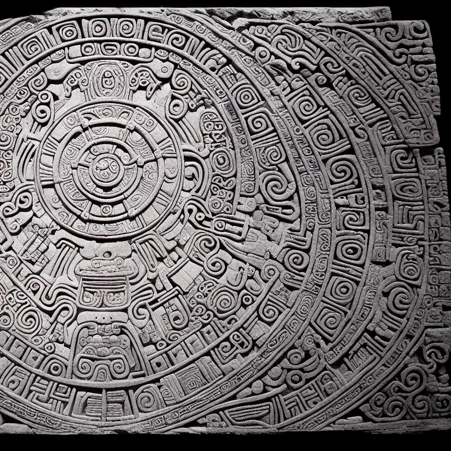 Image similar to wide angle shot mayan calendar stone carvings intricate elegant highly detailed centered digital painting artstation concept art