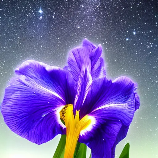 Prompt: a beautiful iris in the middle of a galaxy