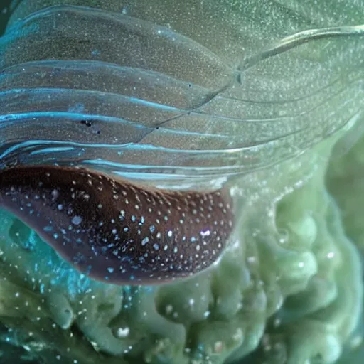 Prompt: close-up of a magic ocean slug in its habitat, photorelistic