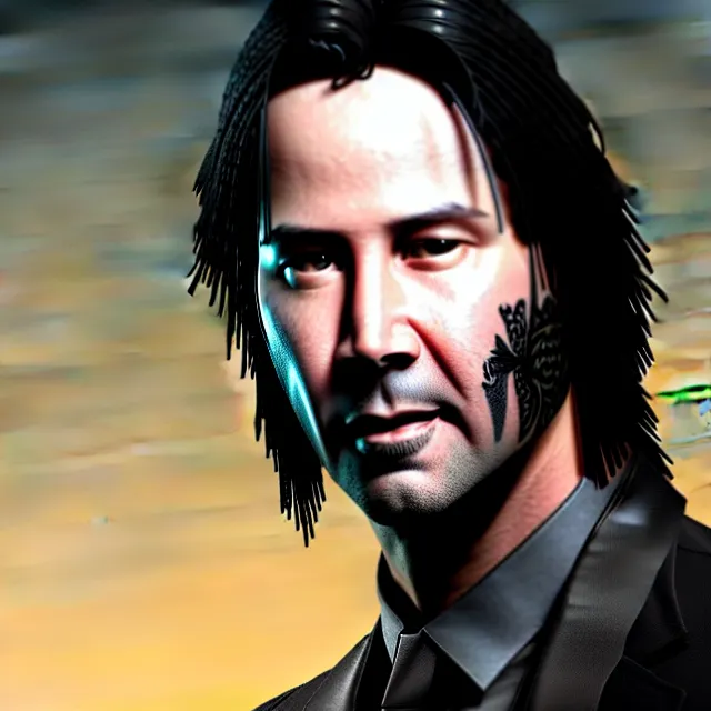 Prompt: epic professional digital art of keanu reeves, best on artstation, cgsociety, wlop, cosmic, epic, stunning, gorgeous, much detail, much wow, masterpiece