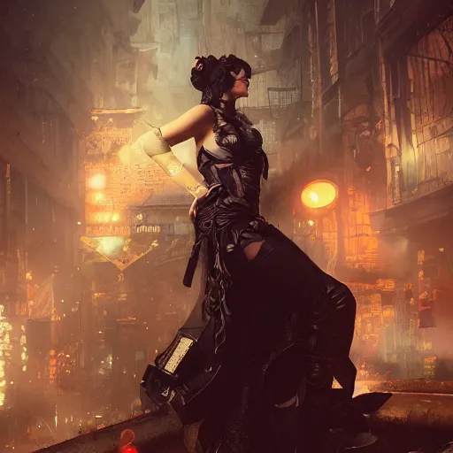 Prompt: a photograph of an attractive women in a steampunk style by greg rutkowski, sung choi, mitchell mohrhauser, maciej kuciara, johnson ting, maxim verehin, peter konig, 8 k photorealistic, cinematic lighting, hd, high details, dramatic, dark atmosphere, trending on artstation