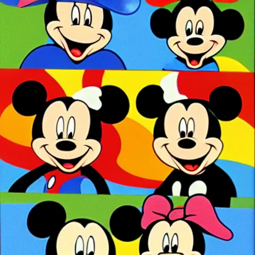 Prompt: mickey mouse blotter art