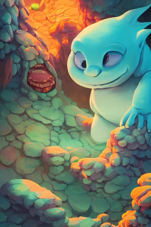 Image similar to smurf ghost creature animal sushi cristal very big eye roots cactus elemental flush of force nature micro world fluo fishscale, behance hd by jesper ejsing, by rhads, makoto shinkai and lois van baarle, ilya kuvshinov, rossdraws radiating a glowing aura global illumination ray tracing hdr