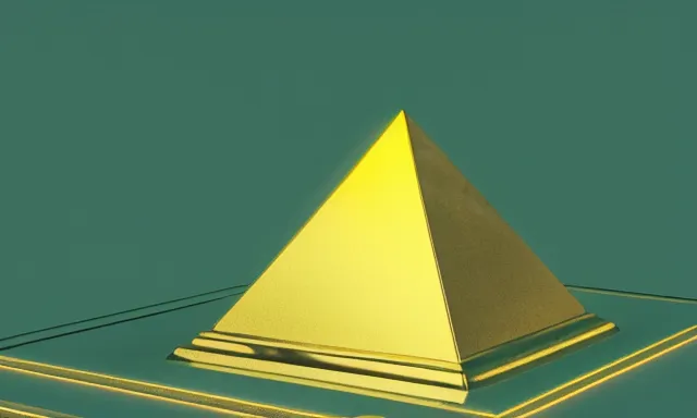 Image similar to gold statue, pyramid, neon lighting, tumblr, 3 d render, 8 k, octane render, cycles render, unreal engine