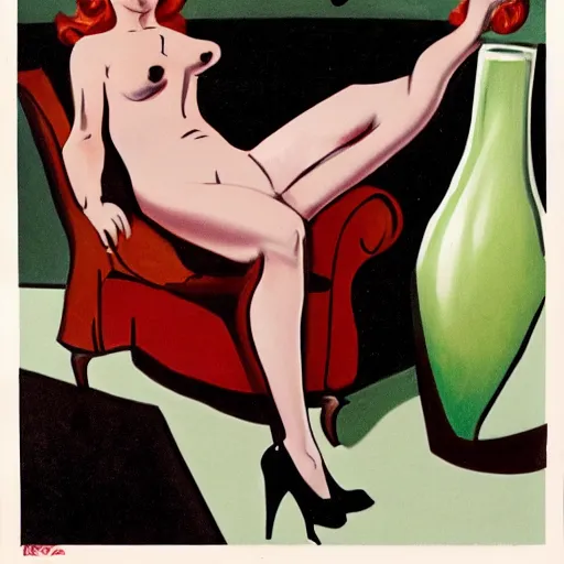 Image similar to faye reagan in the style of mel ramos in a martini