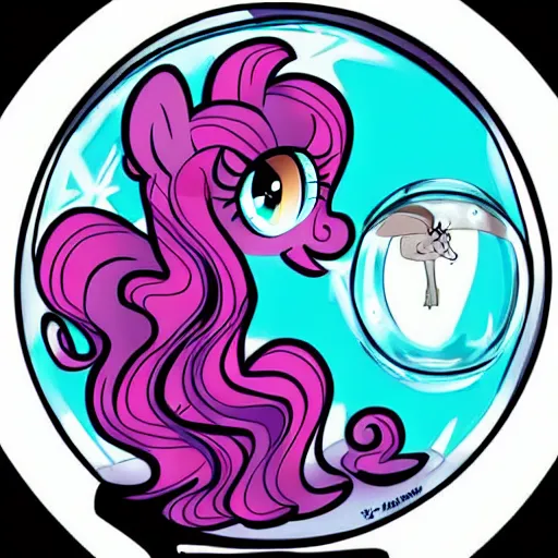 Image similar to Pinkie Pie 💓🐴 trapped inside a crystal ball 🔒🔮