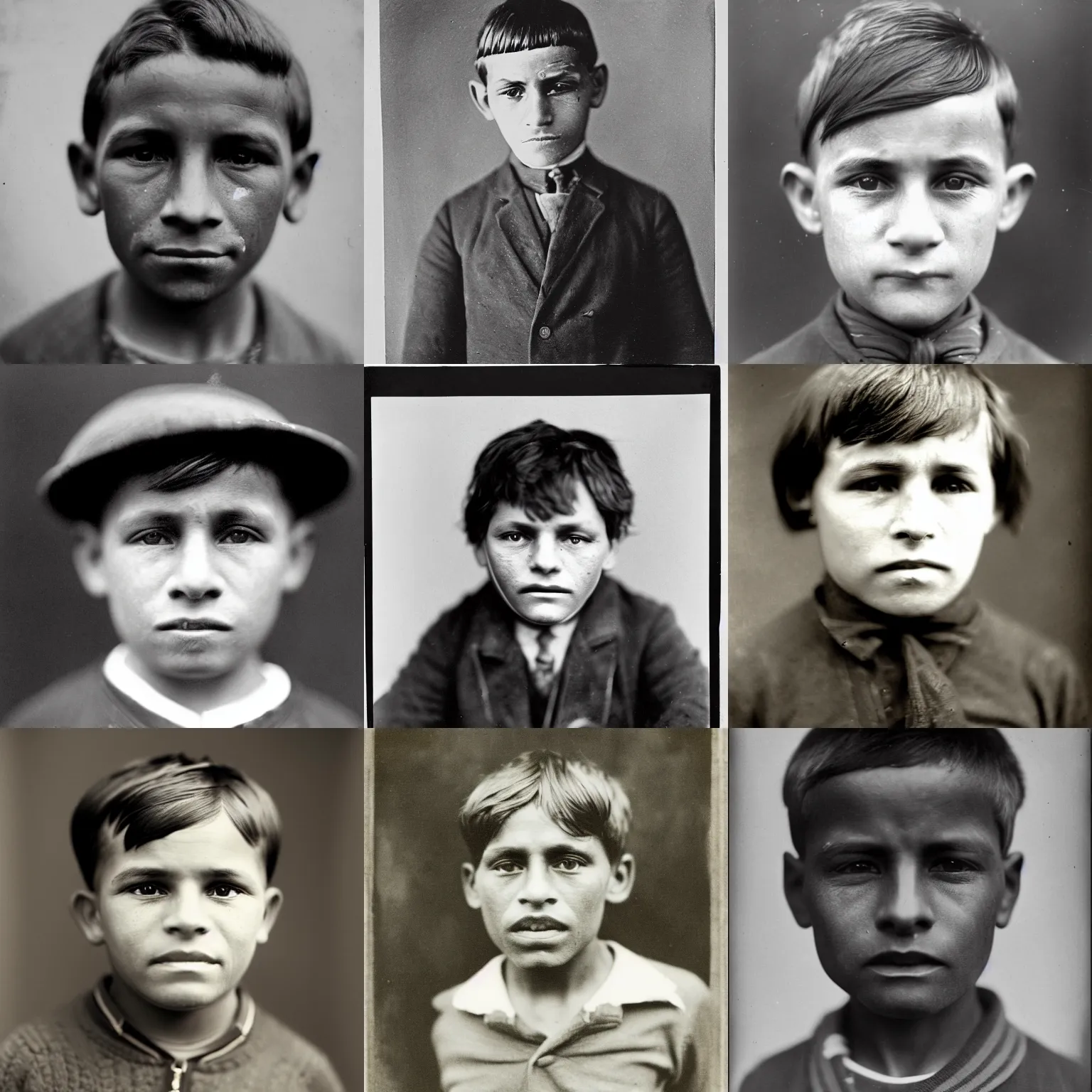Prompt: facial portrait of a 1 0 year old boy, 1 9 1 4, photographed by stephen mccurry, national geograph