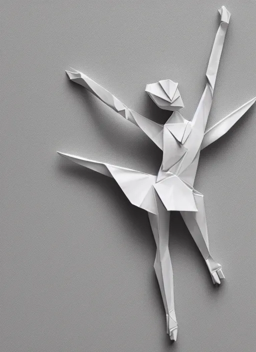 Image similar to origami dancer in white paper, 3 d render, ultra - detailed, on white background, studio shot