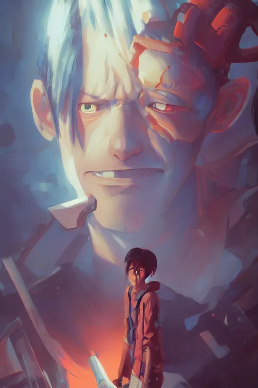 Image similar to Chainsaw man portrait, by Jesper Ejsing, RHADS, Makoto Shinkai and Lois van baarle, ilya kuvshinov, rossdraws global illumination