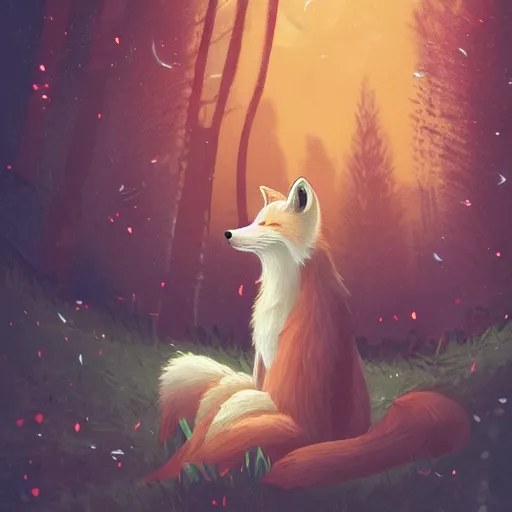 Prompt: portrait of a medieval anthropomorphic fox in a forest at night with fireflies, trending on artstation, furry art, by kawacy, night lighting, digital art, dreamy, bokeh