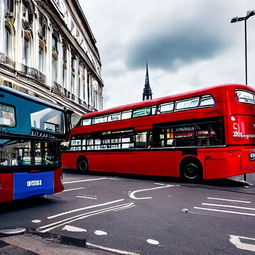 Prompt: shining chrome london bus