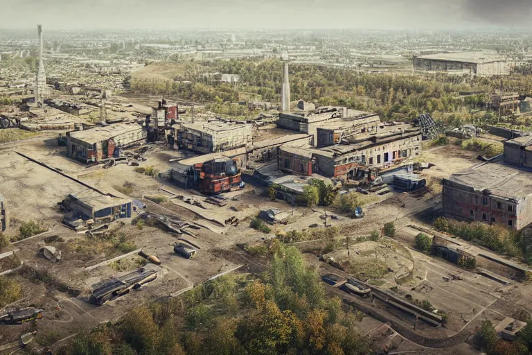 Image similar to a Moscow outskirts with mud and an old playground between two soviet five-storey panel houses, Brutalism, high details, cinematic, 8k resolution, beautiful detailed, insanely intricate details, artstation trending, octane render, unreal engine