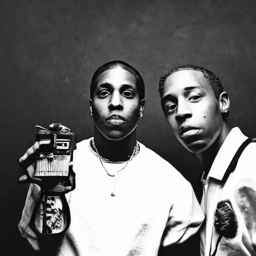 Prompt: A photo of ASAP Rocky and Tyler The Creator in a Victorian mansion, 8K concept art, vintage camera, fish eye lens