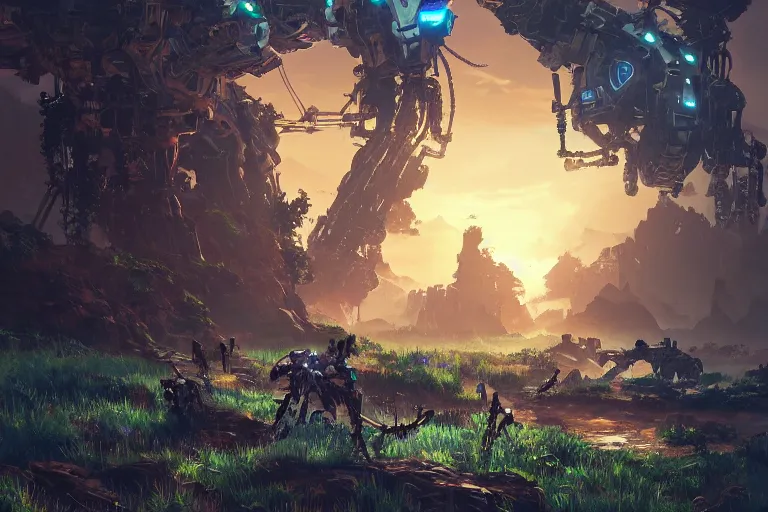 Image similar to stalker machine mecanical creature robot of horizon forbidden west horizon zero dawn bioluminiscence global illumination ray tracing hdr fanart arstation by ian pesty and alena aenami artworks in 4 k