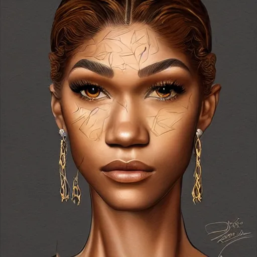 Prompt: A full portrait of Zendaya, intricate, elegant, highly detailed, digital painting, artstation, concept art, smooth, sharp focus, art by bouguerea