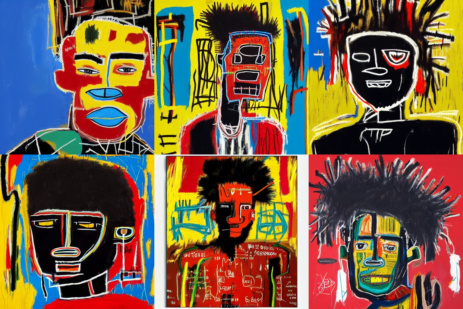 Image similar to extremely highly detailed hi-res majestic head and shoulders painting of a strong black african man by jean-michel basquiat, , 4k insanely detailed and intricate