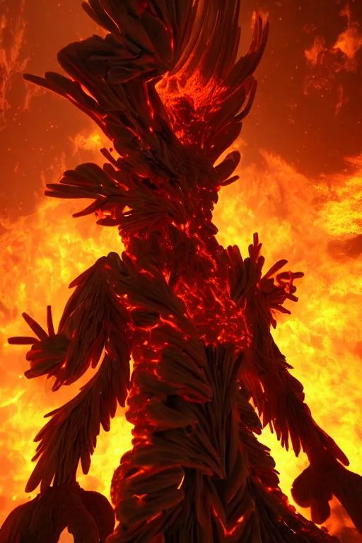 Image similar to fire wielding elemental being, character concept, hyper detailed, fractal, ray tracing, 4k