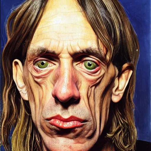 Image similar to high quality high detail painting by lucian freud, hd, iggy pop