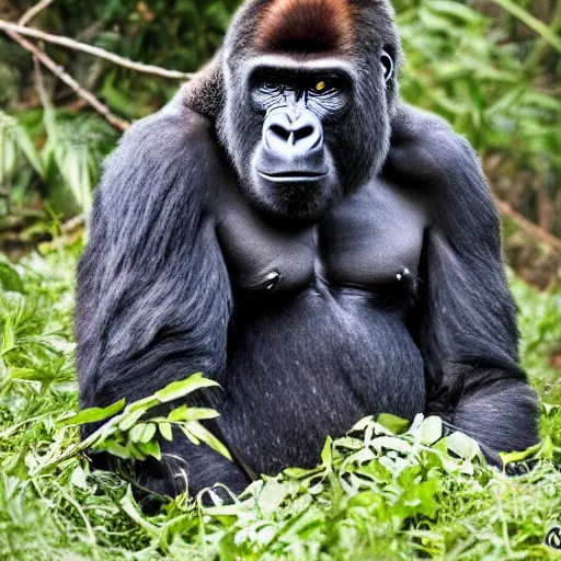 Image similar to gorilla with joe rogan's face