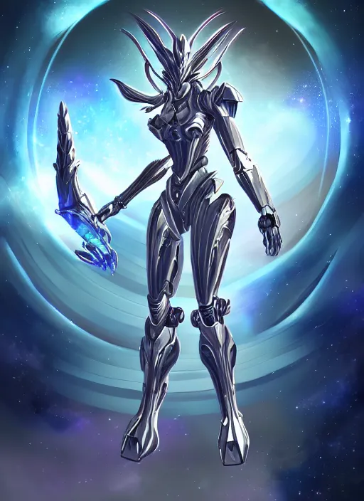 Image similar to goddess shot, galactic sized stunning beautiful anthropomorphic robot mecha female dragon, in space, larger than planets, posing elegantly, holding earth in sharp hand, detailed silver armor, epic proportions, epic scale, ultra detailed digital art, furry art, macro art, dragon art, giantess art, warframe fanart, furaffinity, deviantart, realistic