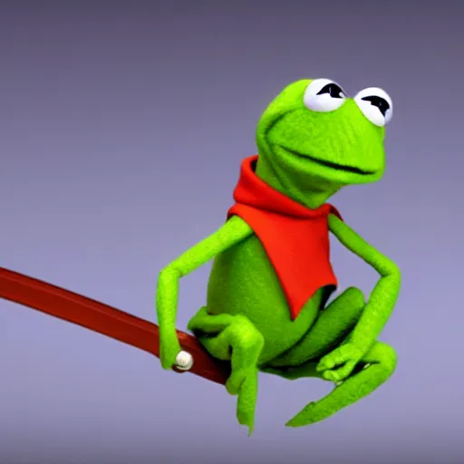 Prompt: kermit kills with a sword, blood shower, hyper detailed, 8 k, pixar.